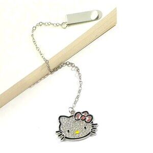 Sanrio Hello Kitty Bookmark Rhinestones Charm Pendant Silver Tone Goth Emo Scene
